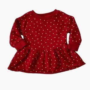 Baby Gap Peplum Sweatshirt Red White Hearts Girls Size 12-18 month